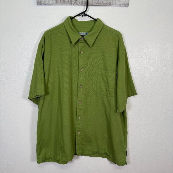 Royal Robbins XXL Green Short Sleeve Button Down Shirt Desert Pucker Cactus - Picture 1 of 11